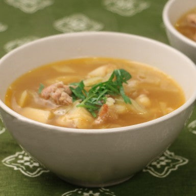 Celeriac and Cabbage Soup With Sausage