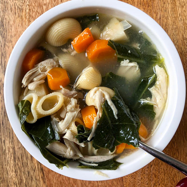 Chicken Soup with Collard Greens and Carrots