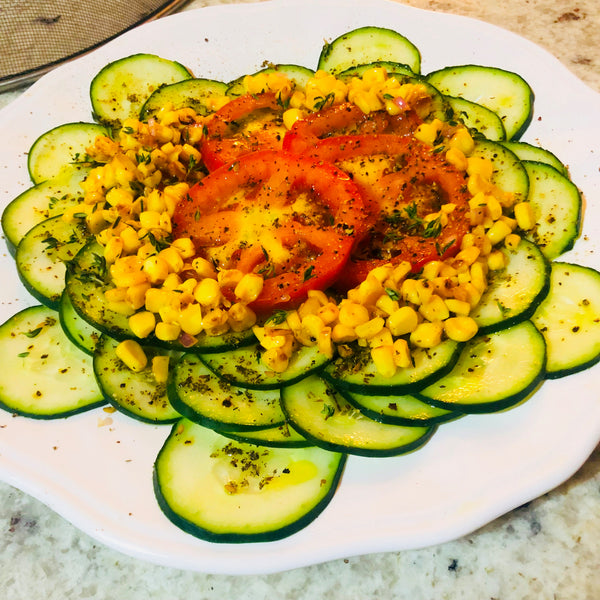 Za'atar Cucumber and Charred Corn Summer Salad