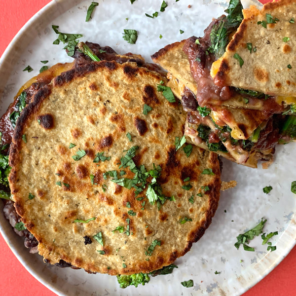 Broccoli Rabe and Black Bean Quesadillas