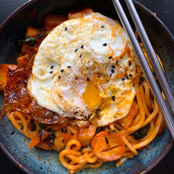 Kimchi King Trumpets and Crispy Noodles