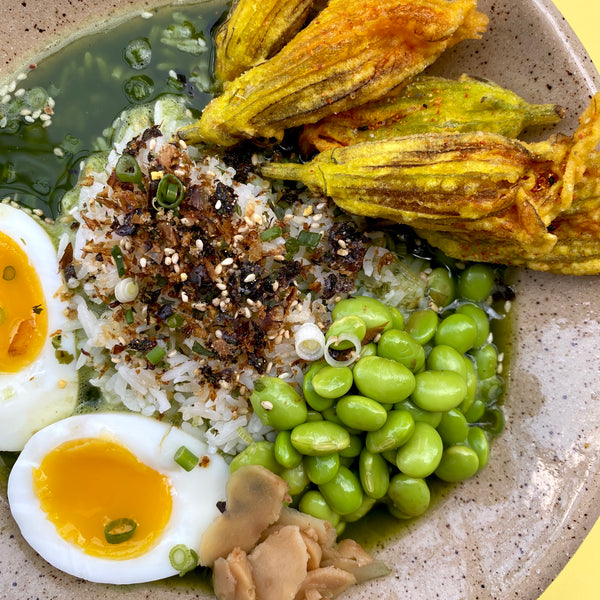 Matcha Ochazuke with Edamame