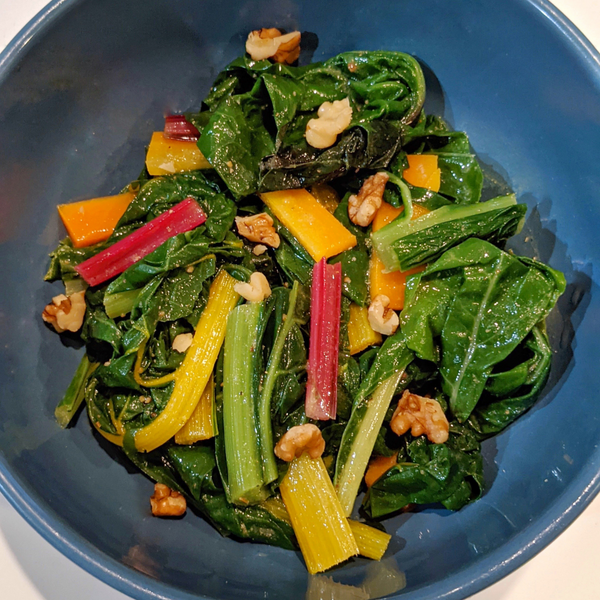 Rainbow Chard Carrot Salad with Fennel and Dijon Vinaigrette