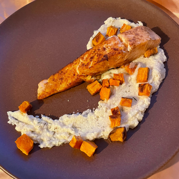 Seared Salmon with Jerusalem Artichoke Purée