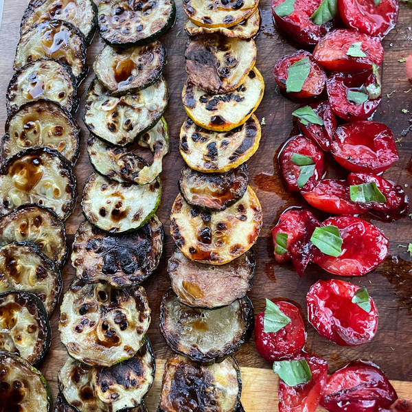 Summer Grilled Zucchini Coins and Plums