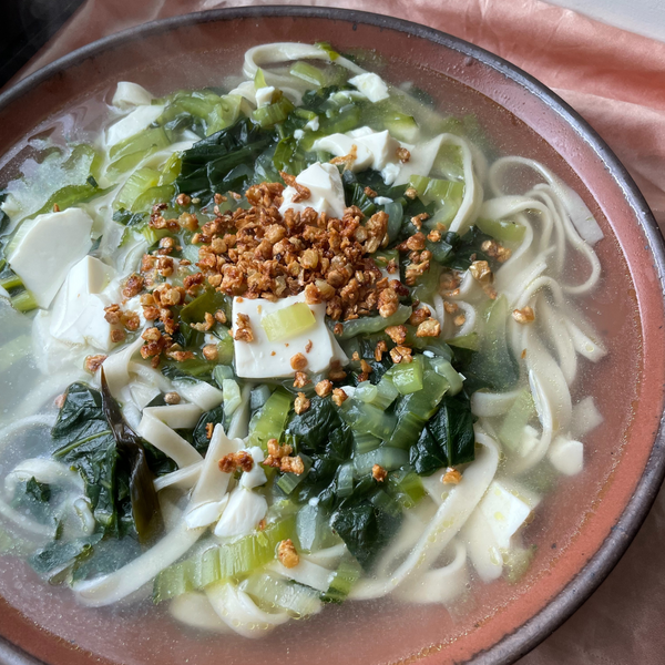 Bok Choy Soup with Handmade Noodles