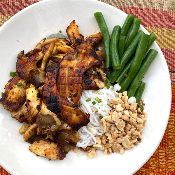 Sambal Oyster Mushrooms and Coconut Rice Noodles