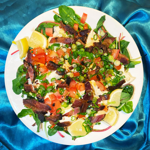 Silken Tofu Salad with Tomato and Bacon