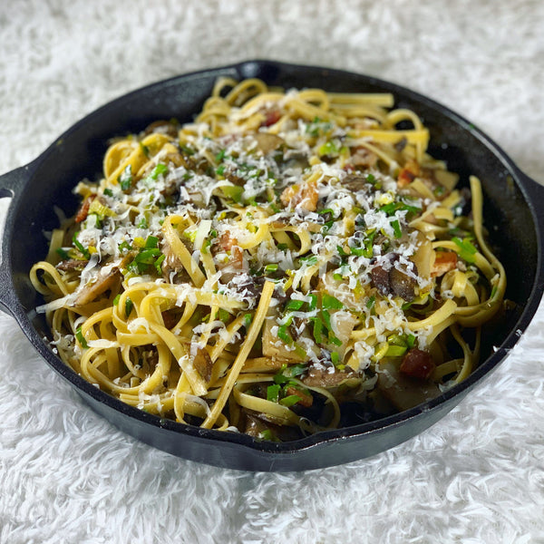 Pasta with Sunchokes, Mushrooms & Green Garlic