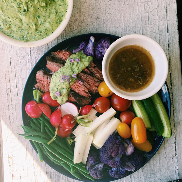 Crudités with Kohlrabi, Bagna Cauda and Green Goddess Dip!