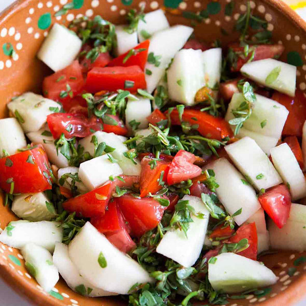 Purslane, cucumber and tomato salad