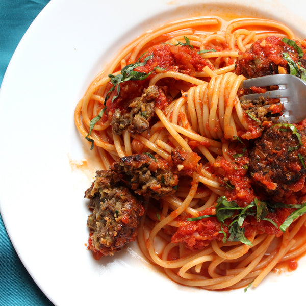 Spaghetti and Mushroom “Meat”balls